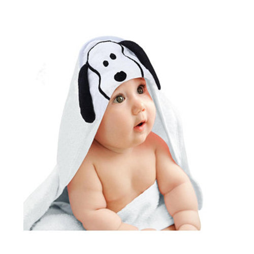 Snoopy Baby/Infant Cotton Hooded Bath Towel - White