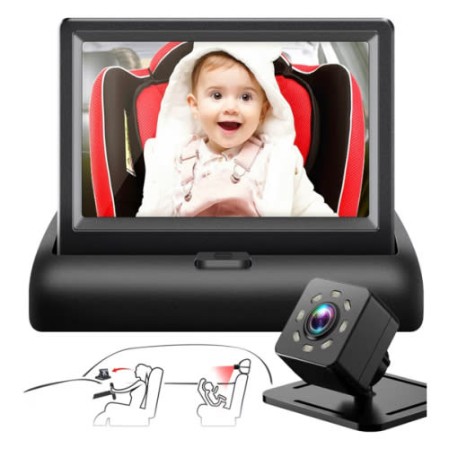 Baby Car Mirror with 4.3'' HD Night Vision Function Display, Safety Car Seat Camera with Wide Crystal Clear View, Easily Observe The Baby’s Move(Not USB)