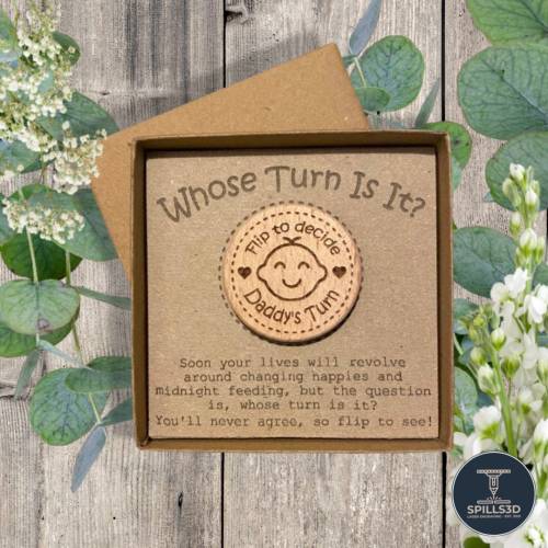 Baby Decision Coin / Best Baby Shower Gift / Novelty Gift / New Parent Gift / Wooden Decision Maker / New Baby Gift / XMAS Stocking Filler