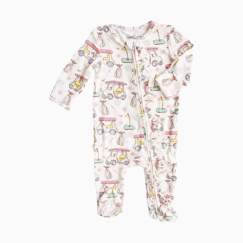 Caden Lane Ruffle Zipper Footie - Country Club Cuties, 3-6 M