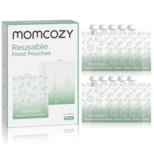 Momcozy Reusable Baby Food Pouches for Toddlers,BPA Free Plastic,Food Safe,Freezer Safe,Refillable for Applesauce Yogurt & Puree Squeeze Pouch,10 packs,5oz