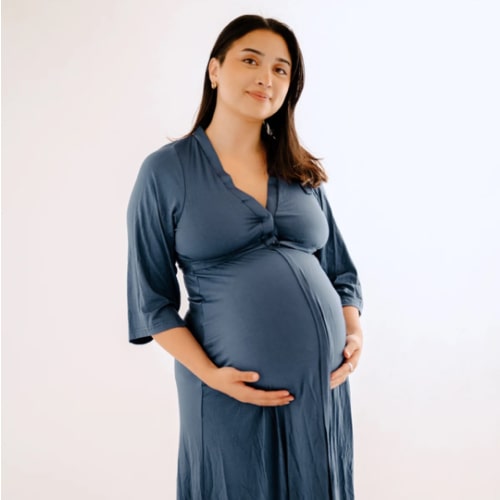 Lila Labor & Postpartum Gown in Midnight Blue