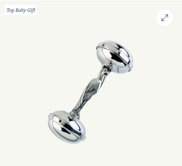 Sir Proper Rattle - Pewter | Heirloom Baby Stork Rattle & Newborn Gift