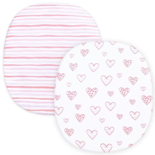 Bassinet Fitted Sheets Compatible with Graco Pack 'n Play Close2Baby Bassinet/Graco Pack ‘n-Play Dome LX Bassinet(not playard), 2 Pack, 100% Jersey Knit Cotton Fitted Sheets, Pink Print for Baby