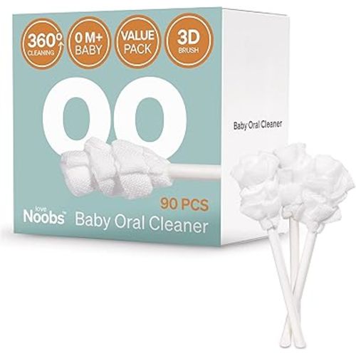 Baby Tongue Cleaner Newborn by LoveNoobs™, 90 Count Value Pack, 360° Disposable Baby Mouth & Oral Cleaner Gauze, 0 M+, Toddler Toothbrush