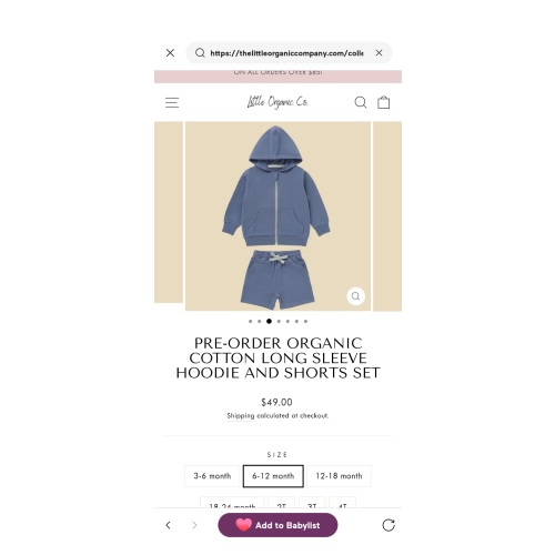 Organic Cotton Long Sleeve Hoodie and Shorts Set