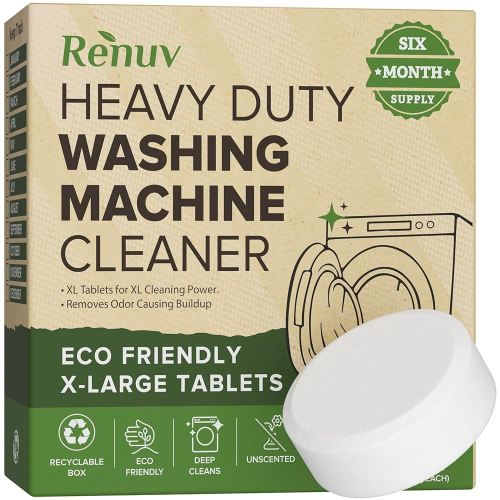 Heavy Duty Washing Machine Cleaner Descaler Tablets - Deep Cleaning for Front Load, Top Load Washer, HE (6 XL Tablets - 6 Months Supply)
