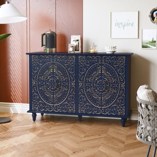 Bungalow Rose Gwennan 47.7" Wide Decorative Accent Storage Cabinet with 4 Doors & Reviews | Wayfair