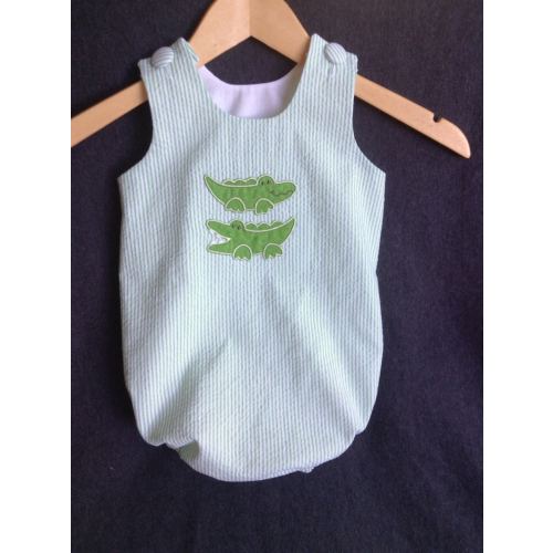 Green Alligators Bubble Seersucker Romper Gators - Etsy