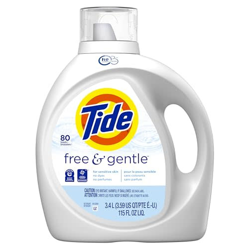 Tide Free & Gentle Laundry Detergent Liquid Soap, 80 Loads, 115 Fl Oz