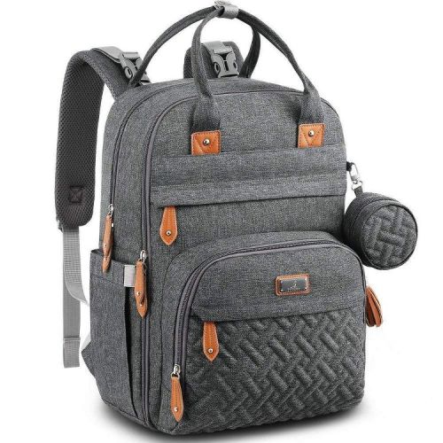 BabbleRoo Diaper Bag Backpack Stylish ~26L Hands-Free Baby Bag with Changing Pad, Stroller Straps & Water-Resistant
