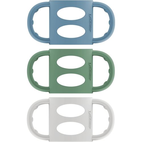 Dr. Brown’s Milestones 100% Silicone Baby Bottle Handles, Narrow, Blue, Green, Gray, 3 Pack, 4m+