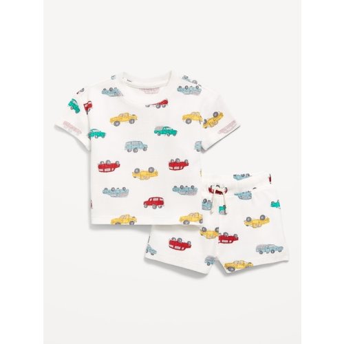 Printed Waffle-Knit Top and Shorts Set for Baby