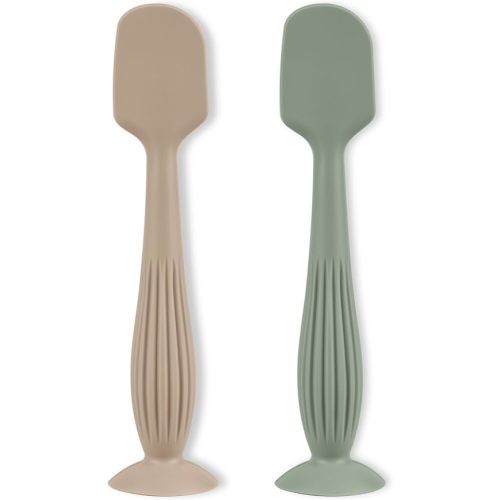 Diaper Cream Applicator Set - Soft Silicone Baby Butt Brush with Suction Base, Baby Butt Spatula, Full Size - Newborn Baby Essentials (2Packs-Sand/Sage)