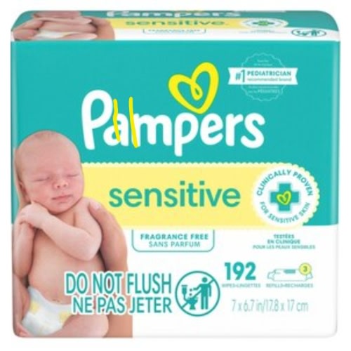Pampers Baby Wipes Sensitive Perfume Free 3X Refill Packs (Tub Not Included) 192 CT