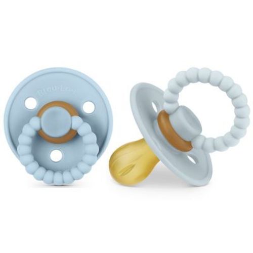 Bleu La La Luladream Pacifier - Natural Rubber Nipple - Soft Teething Handle - For Infants Baby's And Toddlers - Sky Blue + Ash Blue