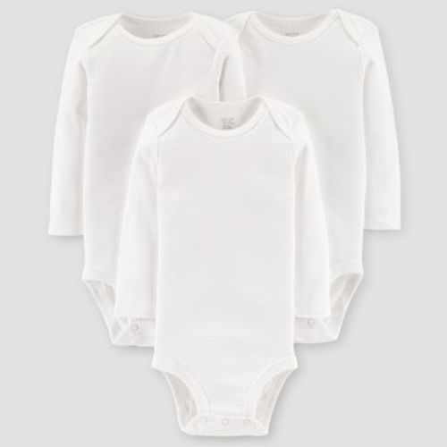 Carter's Just One You®️ Baby 3pk Long Sleeve Bodysuit - Lead White, Size: 9M