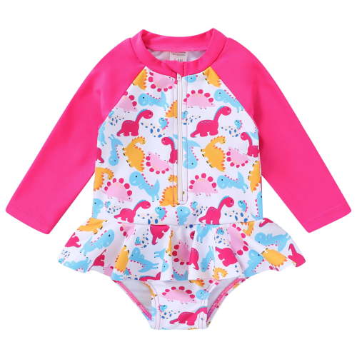 Happy Town Newborn Baby Girls Swimsuit Summer One-Piece Long Sleeve Floral Bathing Suit