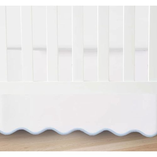 100% White Cotton Sateen Crib Skirt Scalloped Hem with Split Corners ; 4-Sided Skirt fits Around The Entire Crib (Light Blue, 28"x52"+ Drop 8'' INCH)