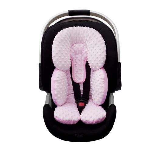 Pro Goleem Infant Car Seat Head Neck Body Support, Ultra-Soft Minky and Microfiber Newborn Car Seat Insert, Perfect for Car Seat, Stroller, 2-in-1 Reversible, Girls, Pink
