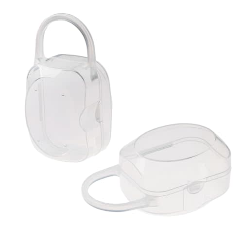 Accmor Pacifier Case, Pacifier Holder Case with Handle, BPA Free Universal Pacifier Container Box for Travel, Transparent, 2 Pack