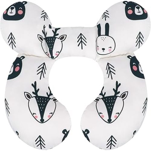 KAKIBLIN Baby Travel Pillow,Upgraded Baby Neck Pillows for Car Seat,Baby Support Pillow,Infant Neck Pillow for Toddler Head and Neck,Newborn Head Support for Car Seat,Pushchair (Black Bear)