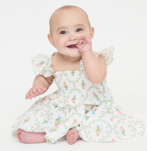 The Baby Ellie Nap Dress - Pastel Trellis