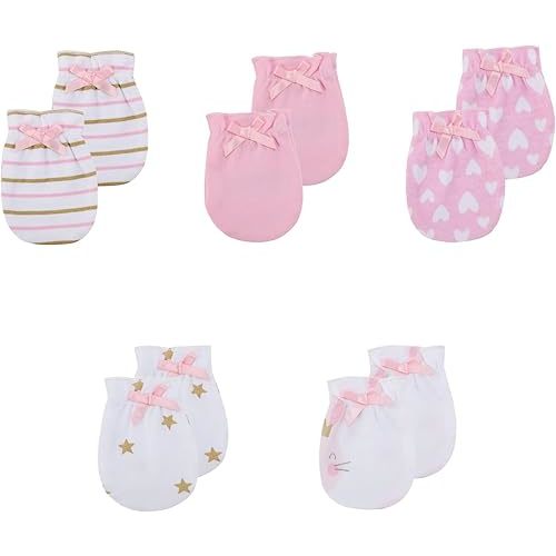 5 Pack Unisex New Born Boy Girls No Scratch Mittens Cotton Soft Baby Gloves Accessory 0-3 Months Infant Essentials
