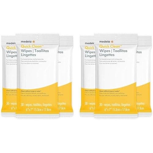 Medela Quick Clean Breast Pump & Accessory Wipes 90ct, 6 Pack of 30 Count