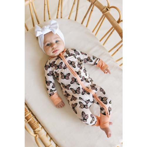 Peachy Butterfly Zippy Romper