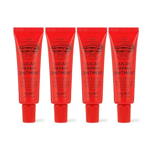 Lucas' Papaw Ungüento – 4 tubos de 0.53 oz cada uno con aplicador de labios – Alivio multiusos de la piel – Fabricado en Australia
