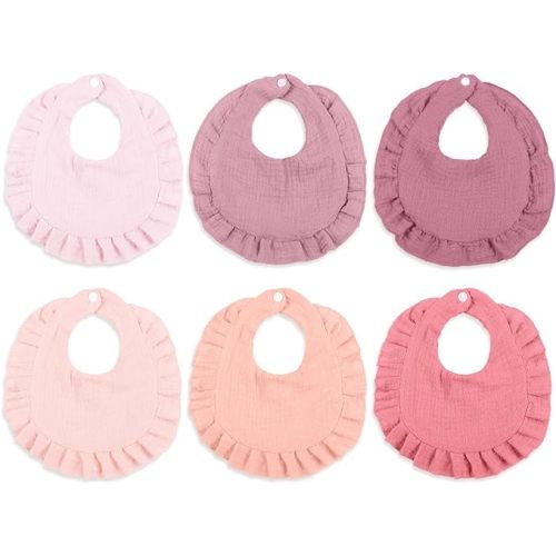 Muslin Baby Teething Drool Feeding Cloth Bibs for Girl Organic Cotton Soft Breathable Multi-Layer Multi-Color