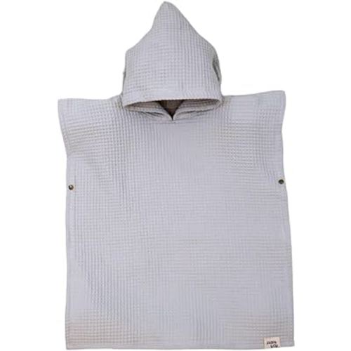 Jade&Kai Hooded Towel for Babies + Toddlers | Snaps into a Poncho | Organic Cotton Waffle | Lighweight and Absorbent | Bath, Beach, and Pool | Multiple Colors (Small (0-3 Yrs), Fog)