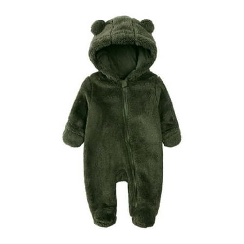 Baby Boys Girls Snowsuit Winter Coat Solid Bear Warm Hooded Footed Romper Jumpsuit Outfits Take Clothes 9 Month Romper Boys 18 Month Clothes Boy Winter Clothes 8 Month Boy Clothes One Year Boy Outfit
