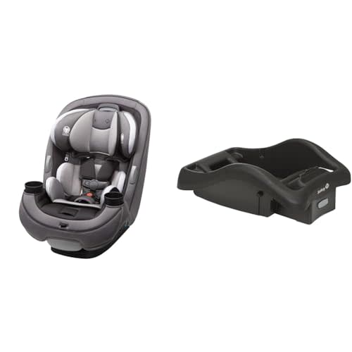 Safety 1st Grow and Go All-in-One Convertible Car Seat, Evening Dusk & onBoard 35 LT Adjustable Infant Car Seat Base