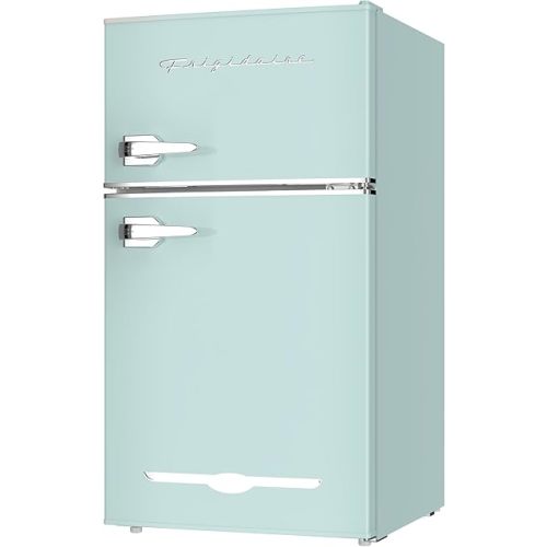 Frigidaire EFR840 Retro Mini Fridge with Freezer & Side Bottle Opener - Small 2 Door Refrigerator for Office Bar or College Dorm Room - 3.2 Cu Ft, Mint