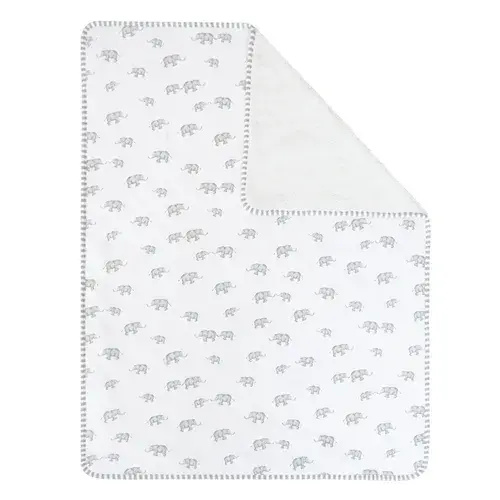 Living Textiles Sherpa Pram Blanket Grey Elephant | Baby Bunting AU
