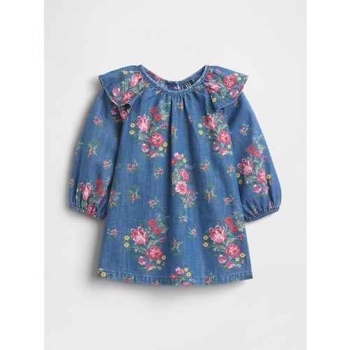 Baby Denim Ruffle Shoulder Dress | Gap