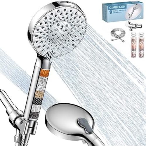 Filtered Shower Head with Handheld, 9 Modes High Pressure Shower Heads with Filter, 72"Hose, Adjustable Bracket, Hard Water Filter Mineral Beads to Remove Chlorine and Harmful Substance, Chrome