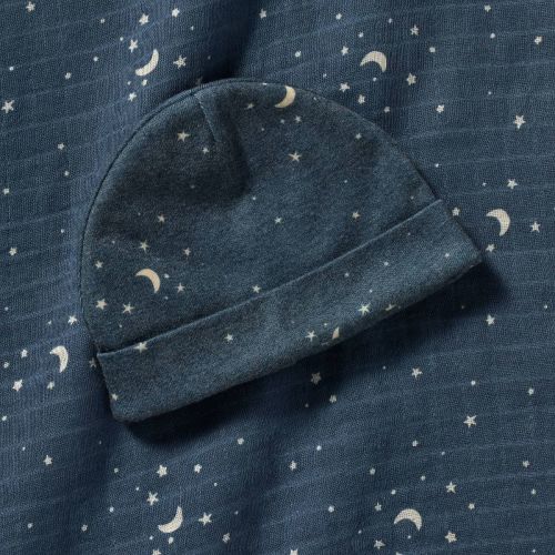 Muslin Swaddle and Hat - Blue Stars- Cloud Island™
