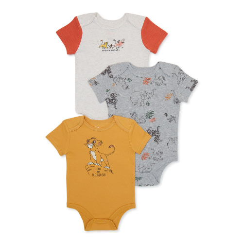 Disney The Lion King Baby Boys Bodysuit, 3-Pack, Sizes 0-24 Months