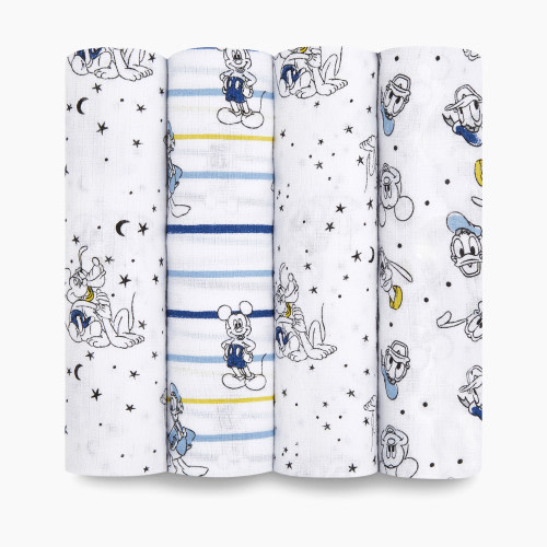 Aden + Anais Disney Essentials Cotton Muslin Swaddles (4 Pack) - Mickey Stargazer, 4