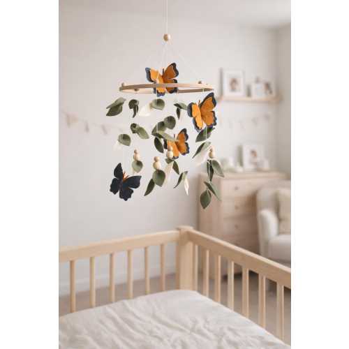 Monarch Butterfly Baby Mobile – Leaf Forest Nursery Crib Decor