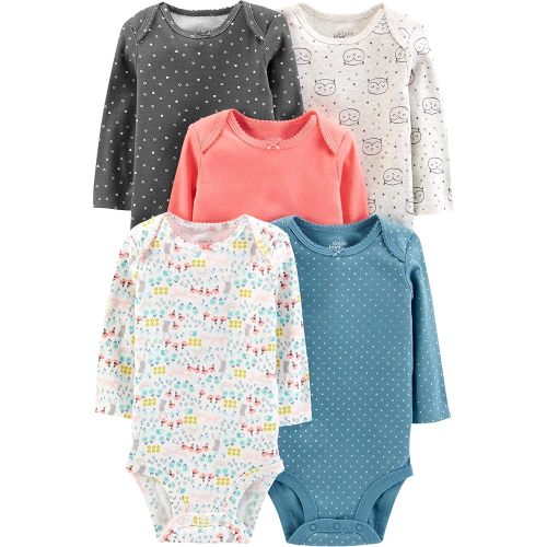 Simple Joys by Carter's Baby Girls' Long-Sleeve Bodysuit, Pack of 5