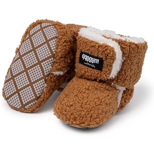 KIDSUN Infant Baby Boy Girl Cozy Fleece Bootie Newborn Stay On Slipper Winter Warm Gripper Non-Slip Crib Shoes
