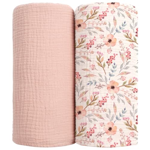 Muslin Swaddle Blankets - Pink Flower