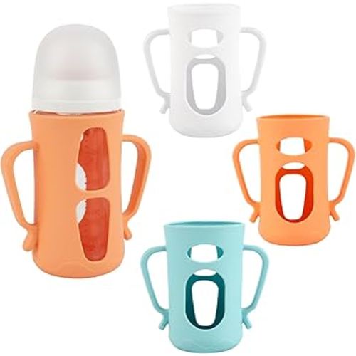 Silicone Sleeves with Handles for Pigeon Glass Bottle, 3 Pack Anti Breakage Baby Bottle Holder, 8.1oz