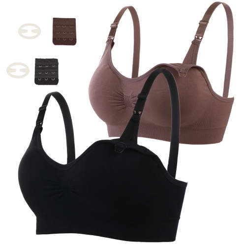 luopital 2Pcs Nursing Bra for Breastfeeding Comfortable Maternity Bras for Womens, Seamless Wireless Bras Women Sleep Bralette M