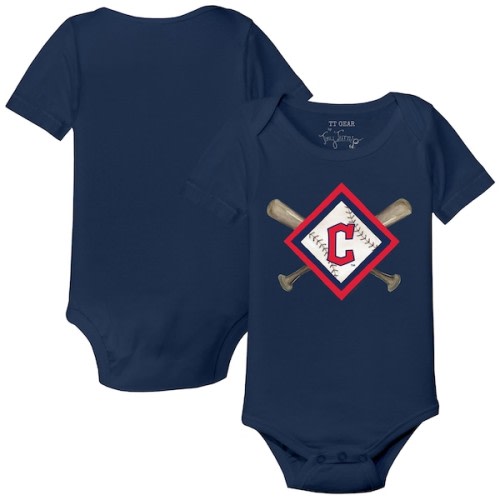 Infant Cleveland Guardians Tiny Turnip Navy Diamond Cross Bats Bodysuit