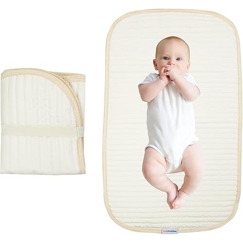 Portable Diaper Changing Pad-Quilted Thicker Waterproof Changing Pad-Change Pad Liner Bed Pad Play Mat-Travel Diaper Changing Pad (Flat)